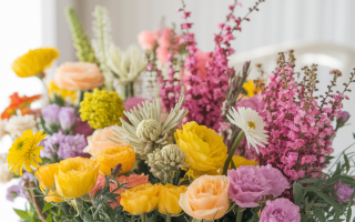 bouquet-fleurs-rose-jaune-yucca-achillee