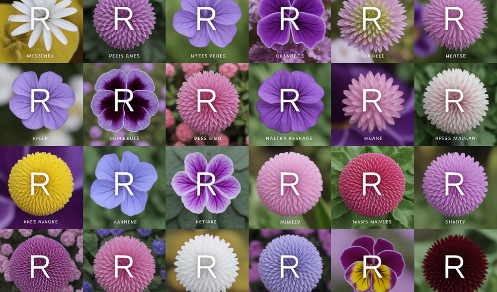 collage-fleurs-lettre-r-fond-vert