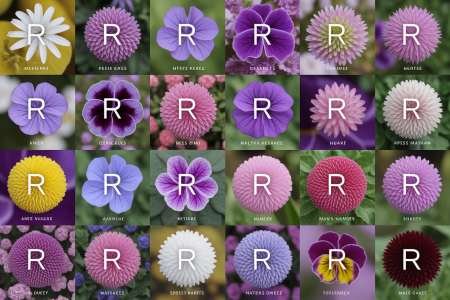 collage-fleurs-lettre-r-fond-vert