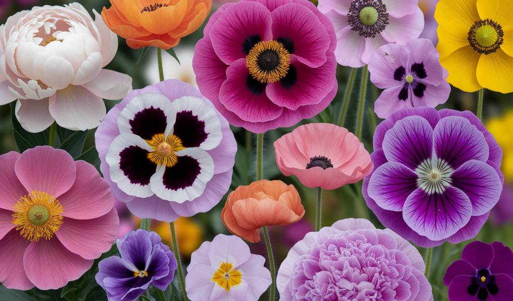 fleurs-pivoines-pavots-petunias