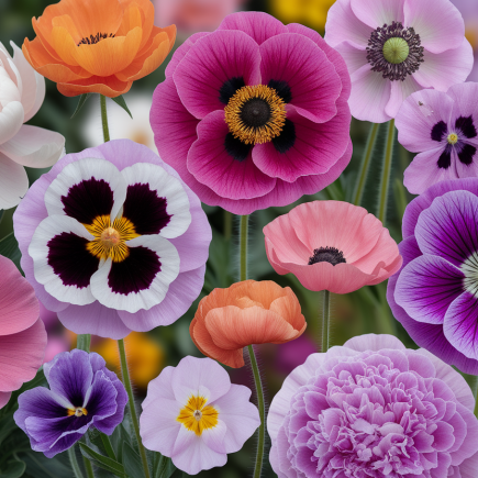 fleurs-pivoines-pavots-petunias