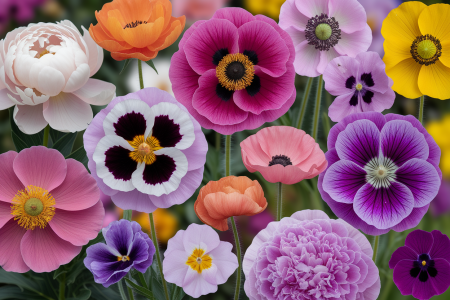 fleurs-pivoines-pavots-petunias