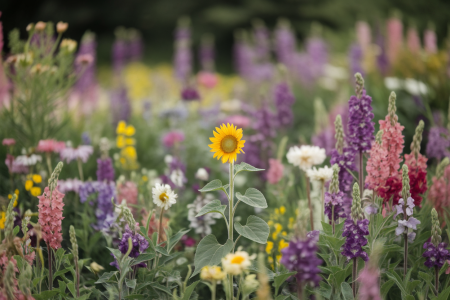 jardin-fleuri-tournesol-premierplan