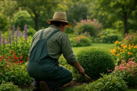 jardinier-dos-jardin-verdoyant-fleurs