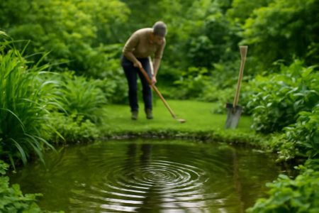 jardin-verdoyant-mare-silhouette-outils
