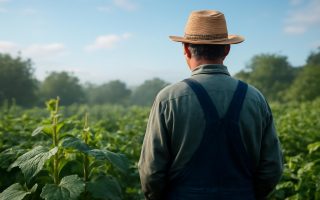 jardinier-plantes-rosee-ciel-nuages