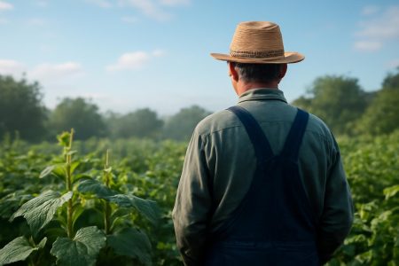 jardinier-plantes-rosee-ciel-nuages