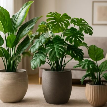 salon-elegant-plantes-artificielles-canape-moderne