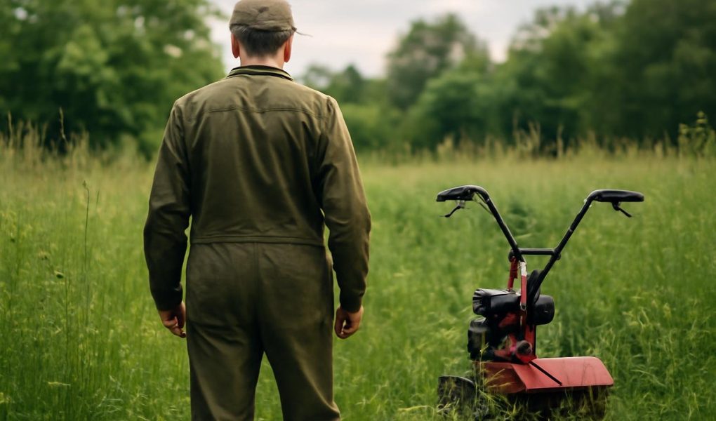 jardinier-vetements-travail-herbes-hautes-motoculteur