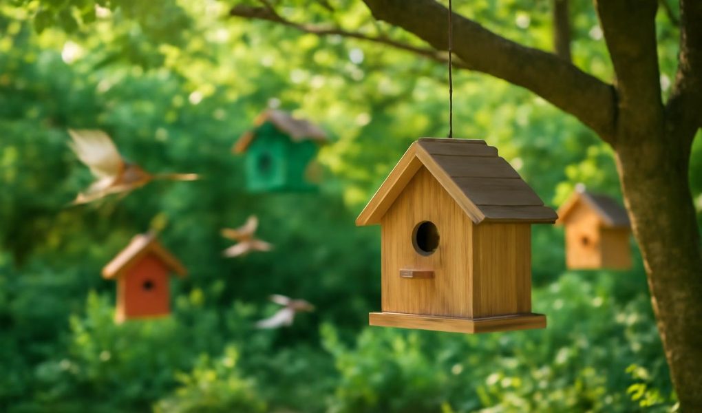 nichoir-bois-oiseaux-jardin-ensoleille