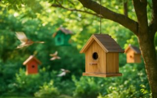nichoir-bois-oiseaux-jardin-ensoleille