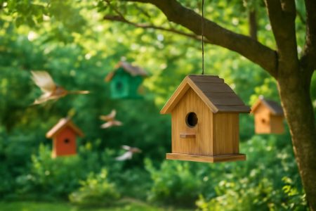 nichoir-bois-oiseaux-jardin-ensoleille