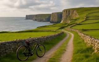 falaises-ocean-chemin-bicyclette-ciel-nuageux