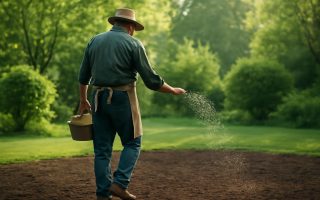 jardinier-semant-gazon-arbres-arrier-plan
