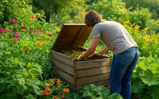 jardin-verdoyant-composteur-fleurs-legumes