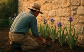 jardinier-iris-mur-pierre